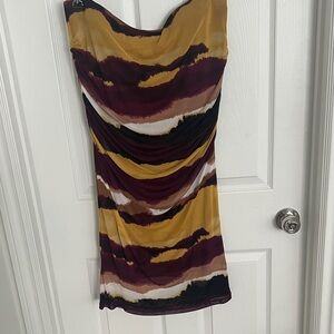 Calvin Klein Midi Skirt in Mustard, Burgundy and Black